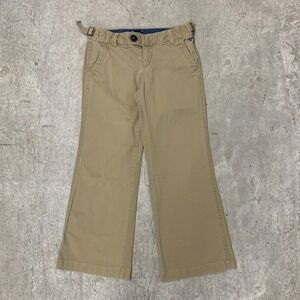 Vintage American Eagle Wide Leg Pants Size‎ 9 Beige Khaki Buckle Waist Y2K Baggy